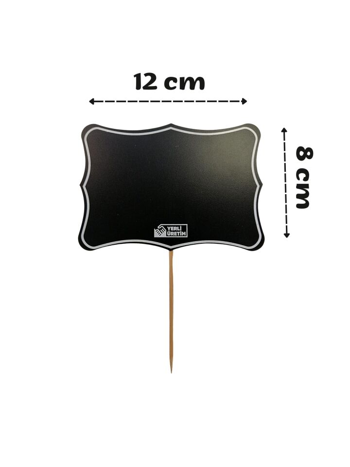 KARA TAHTA EKO KIVRIMLI 12x8cm Silinebilir Dekoratif Etiket ve Etiketlik PVC Siyah Etiket