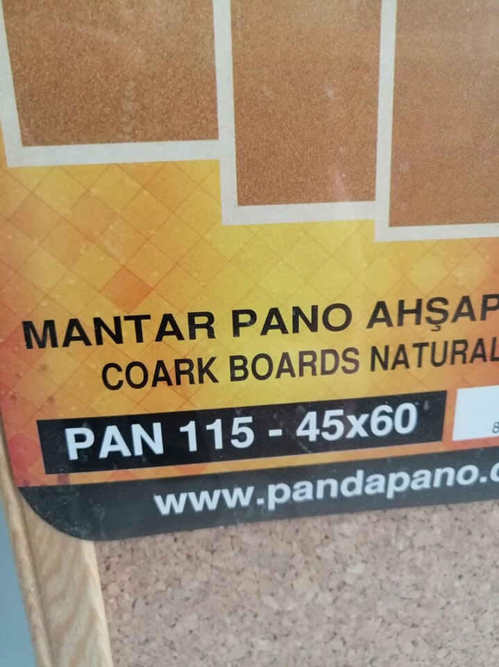 MANTAR PANO 45X60CM AHŞAP ÇERÇEVELİ Mantar Pano Raptiyeli Not Alma Not Asma Panosu
