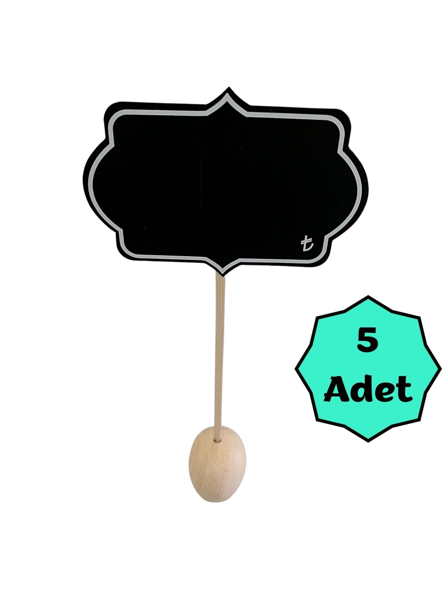 KARA TAHTA (10cm x H:7cm) MİHRACE SAPLAMALI 1644 Silinebilir Dekoratif Etiket ve Etiketlik PVC Siyah Etiket