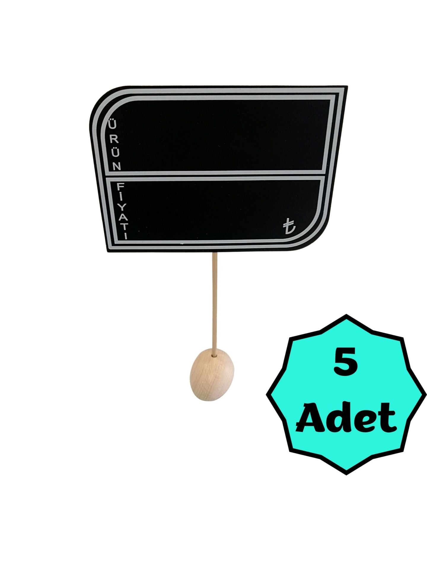 KARA TAHTA (13cm x H:8cm) OVAL KÖŞELİ DİKDÖRTGEN SAPLAMALI 1649S Silinebilir Dekoratif Etiket ve Etiketlik PVC Siyah Etiket