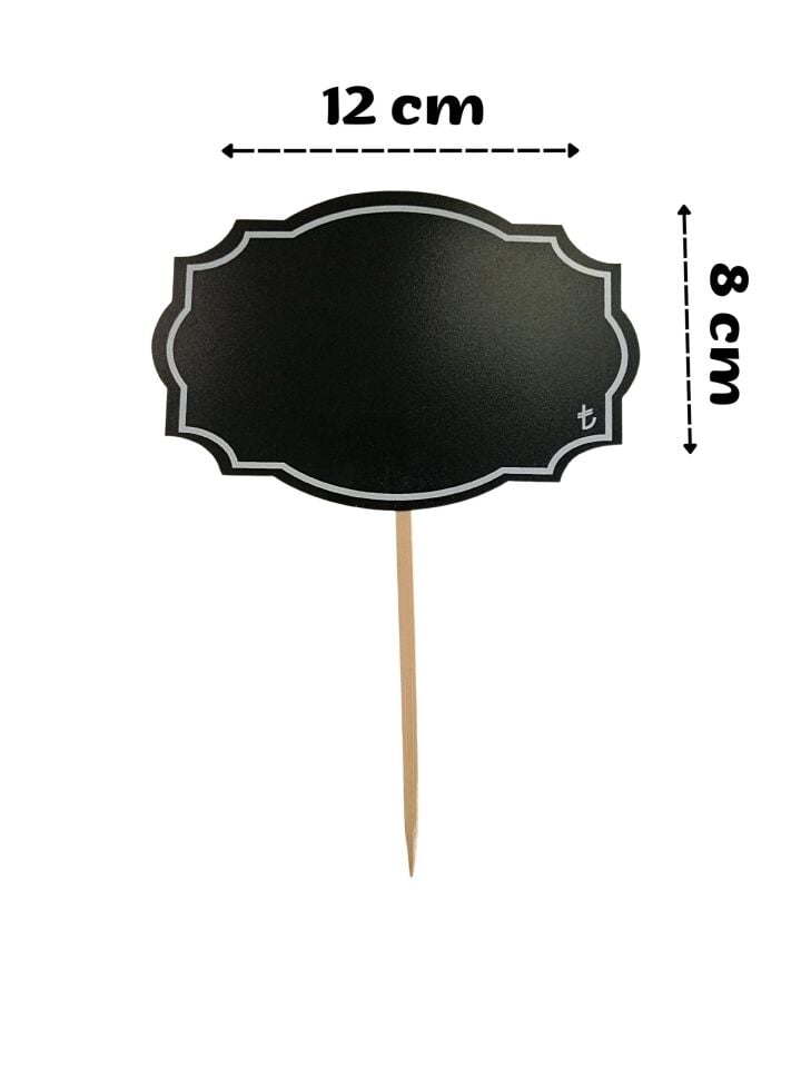 KARA TAHTA (12cm x H:8cm) BULUT SAPLAMALI 1647 Silinebilir Dekoratif Etiket ve Etiketlik PVC Siyah Etiket