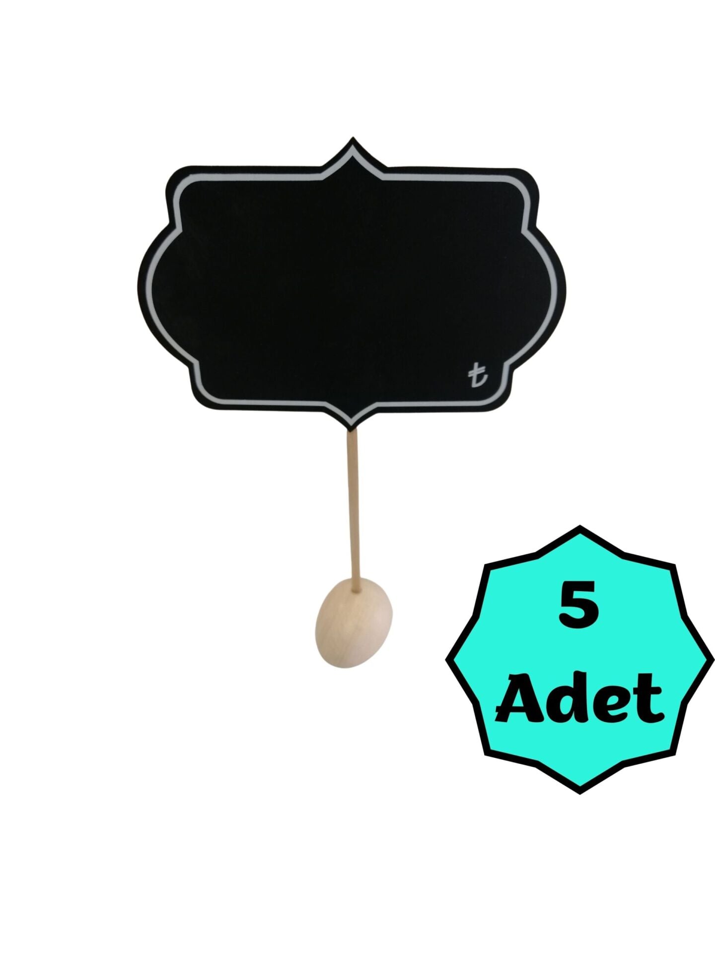 KARA TAHTA (9cm x 13cm) MİHRACE SAPLAMALI 1648 Silinebilir Dekoratif Etiket ve Etiketlik PVC Siyah Etiket22