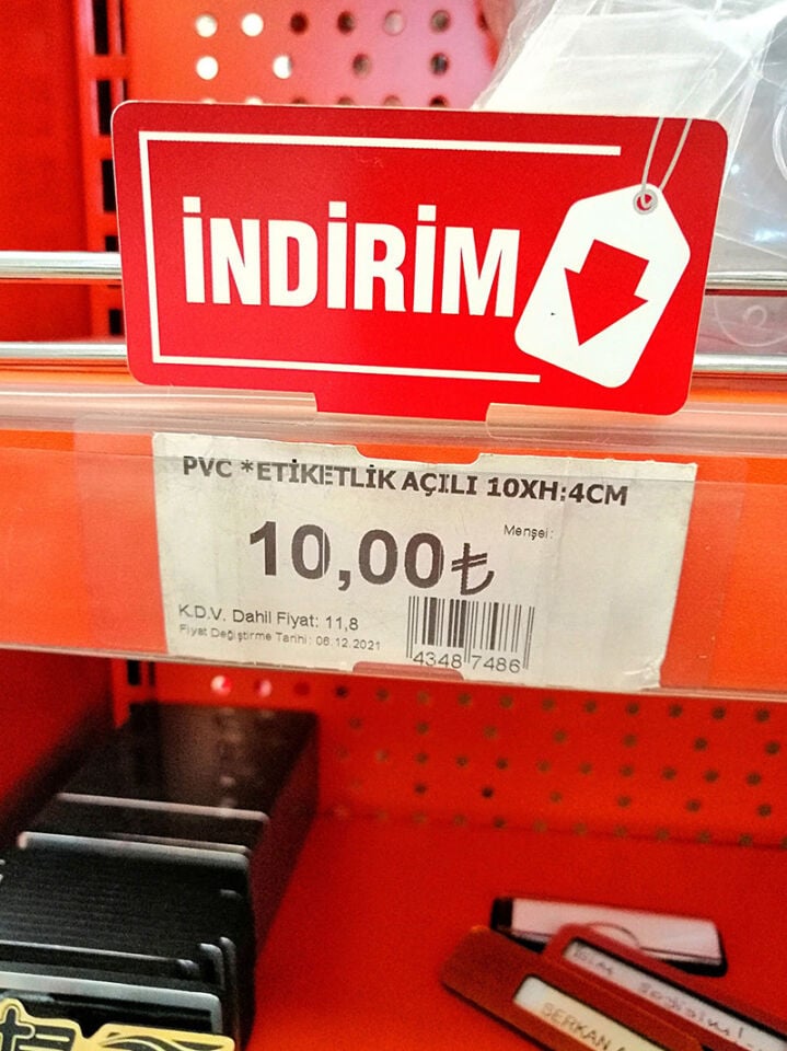 KULAKÇIK ‘YERLİ ÜRETİM VE İNDİRİM’ Raf Önü İkaz Etiketi Fiyat Etiketliği Uyarı Etiketi Bilgilendirme Etiketi