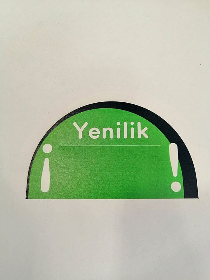KULAKÇIK OVAL BASKILI Raf Önü İkaz Etiketi Fiyat Etiketliği Uyarı Etiketi Bilgilendirme Etiketi