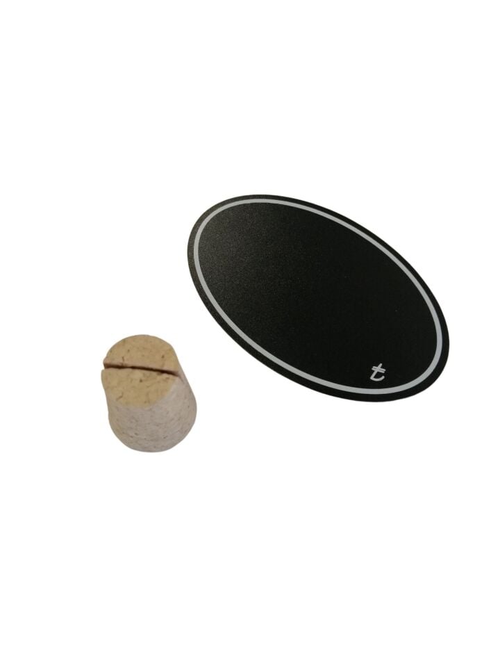 MANTAR AYAKLI KARA TAHTA OVAL FİYAT ETİKETLİĞİ (9cm x H:8,5cm) PVC Siyah Dekoratif Etiket Silinebilir Siyah Raf Etiketi Ürün Fiyat Etiketi
