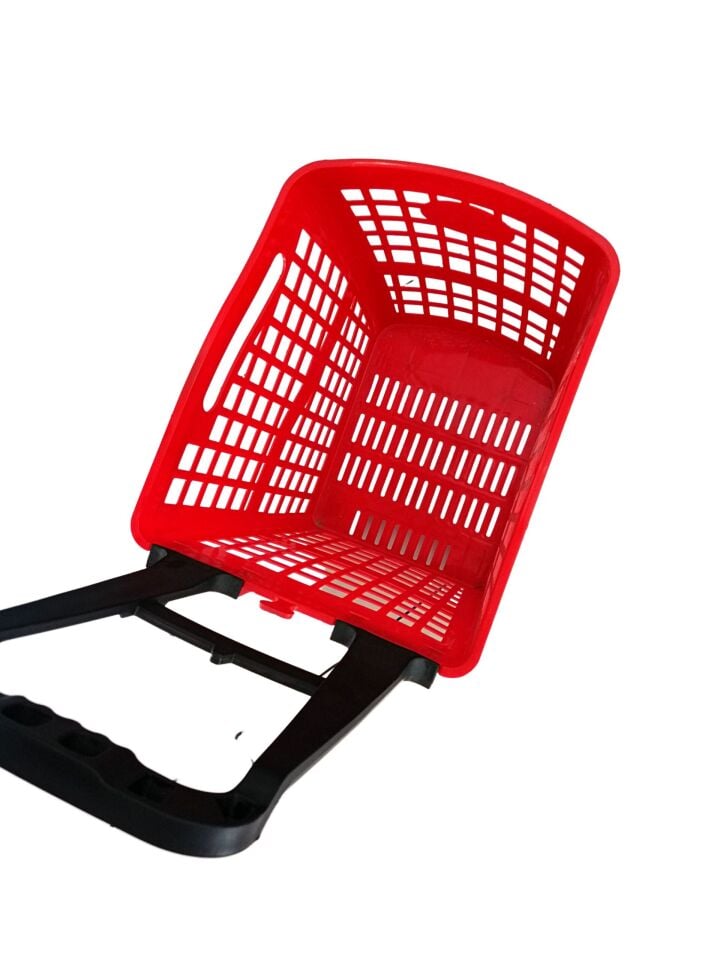 ALIŞVERİŞ SEPETİ 70 LT Mağaza Alışveriş Arabası Sepeti 4 Tekerlekli Saplı Plastik Market Arabası