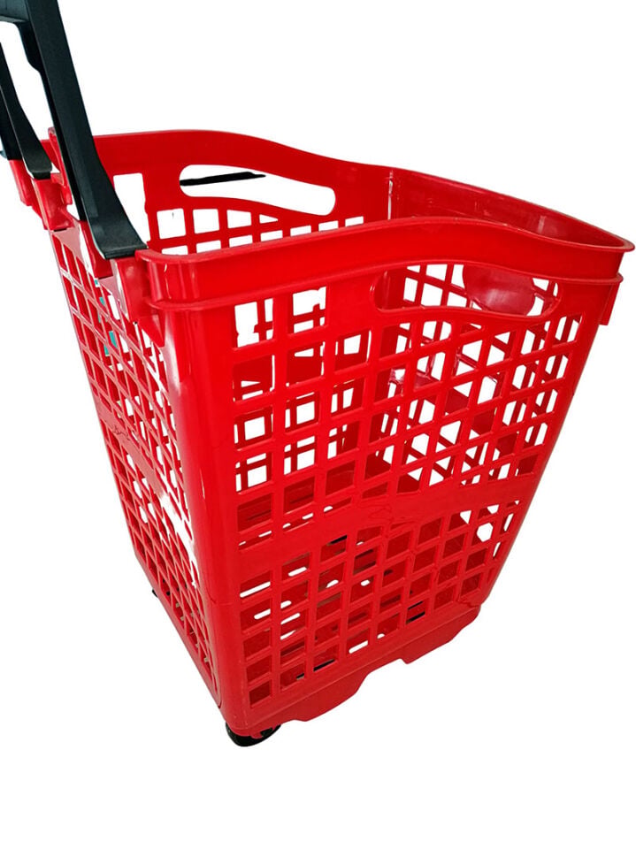 ALIŞVERİŞ SEPETİ 70 LT Mağaza Alışveriş Arabası Sepeti 4 Tekerlekli Saplı Plastik Market Arabası