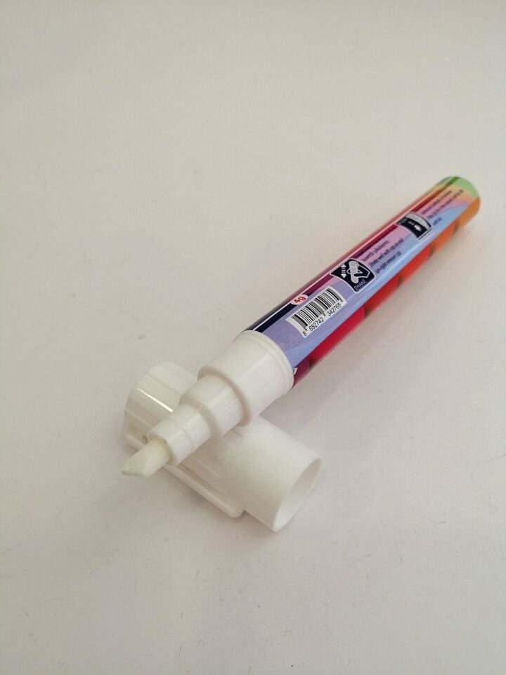 KALEM KESİK UÇLU 4,5MM BEYAZ Silinebilir Dolgun Beyaz Yazan Kalem Beyaz Mürekkep Glory Floresan Marker