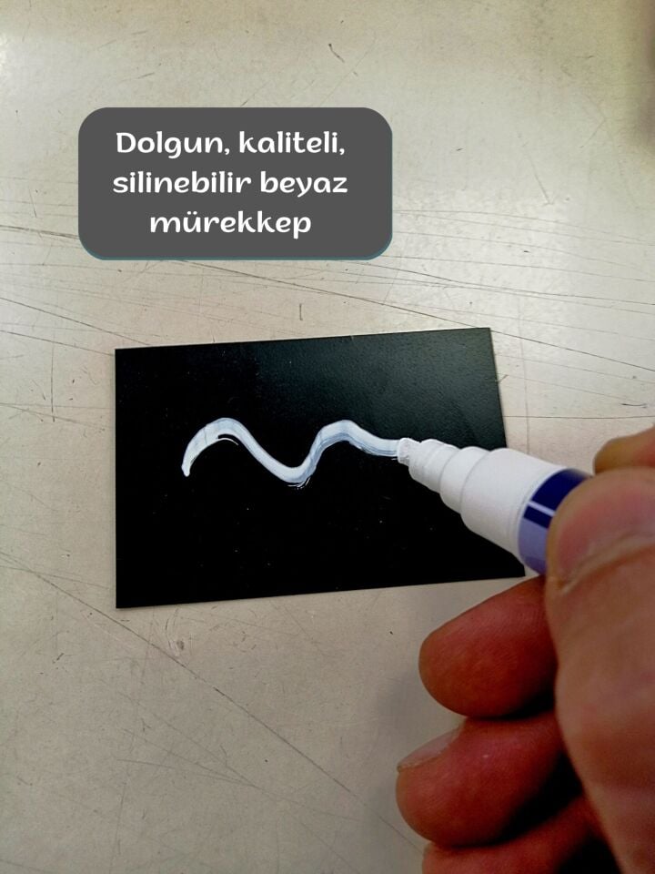 KALEM KESİK UÇLU 4,5MM BEYAZ Silinebilir Dolgun Beyaz Yazan Kalem Beyaz Mürekkep Glory Floresan Marker