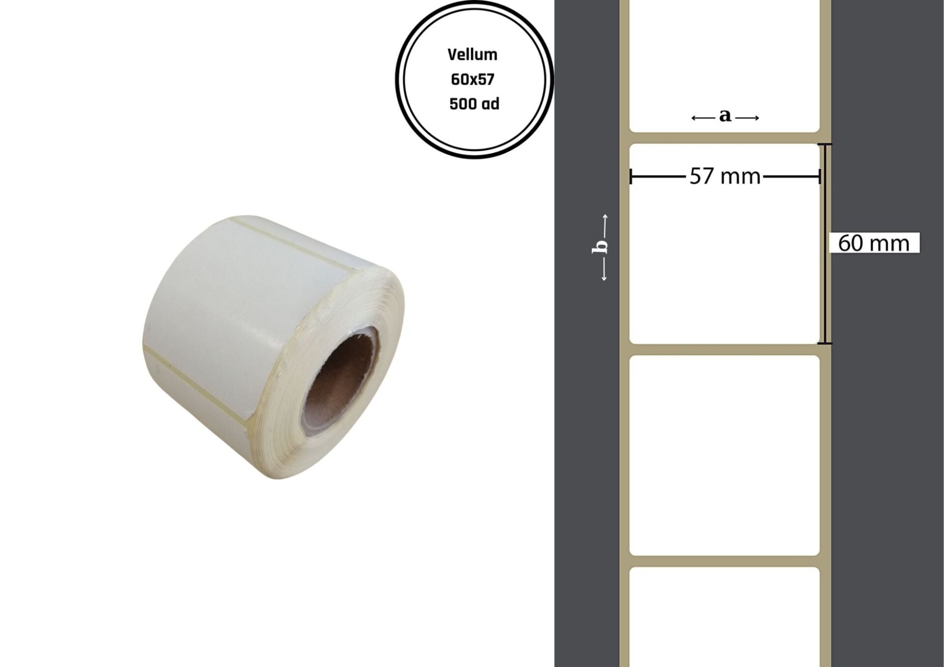 60X57 VELLUM YAPIŞKANLI Barkod ETİKET (500LÜ) Raf Etiketi Fiyat Etiketi Isı ve Işıktan Etkilenmeyen Etiket