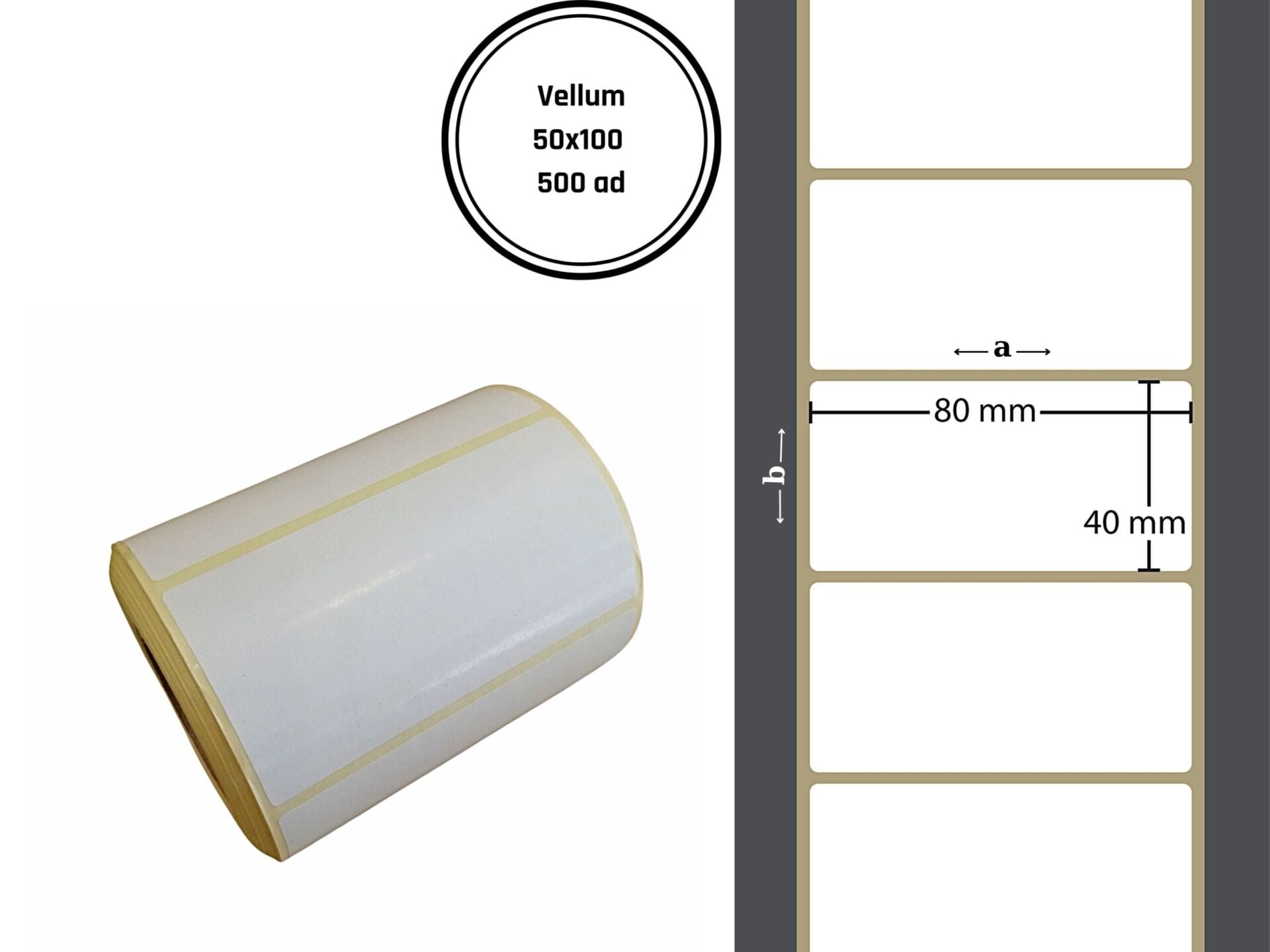 50X100 VELLUM YAPIŞKANLI Barkod ETİKET (500LÜ) Raf Etiketi Fiyat Etiketii Isı ve Işıktan Etkilenmeyen Etiket