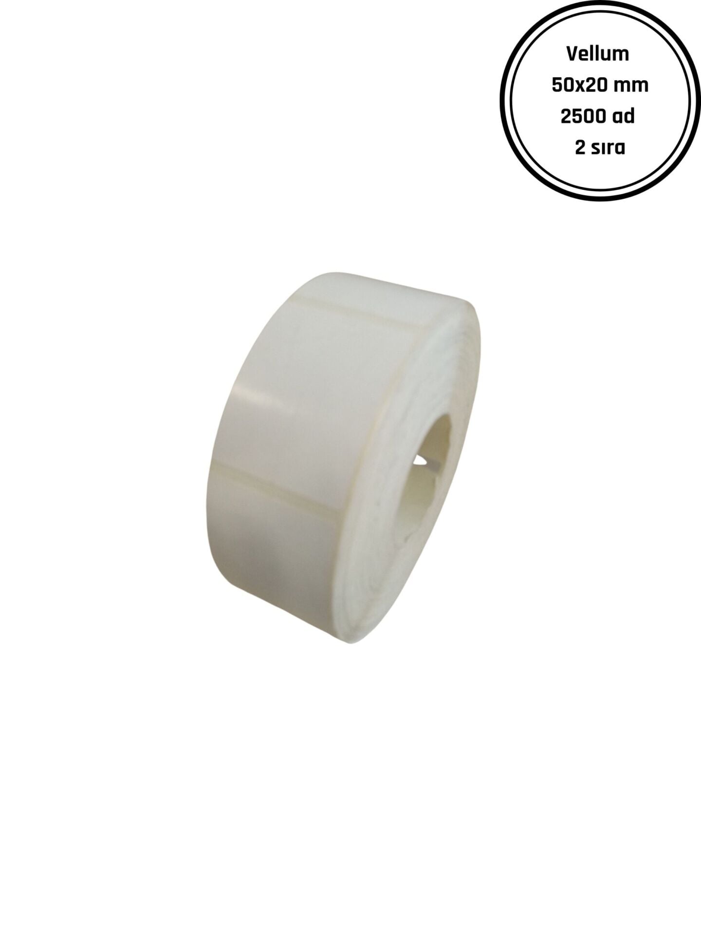 50X20 VELLUM YAPIŞKANLI Barkod ETİKET (2500LÜ) 2 SIRA  Isı ve Işıktan Etkilenmeyen Fiyat Etiketi Raf Etiketi