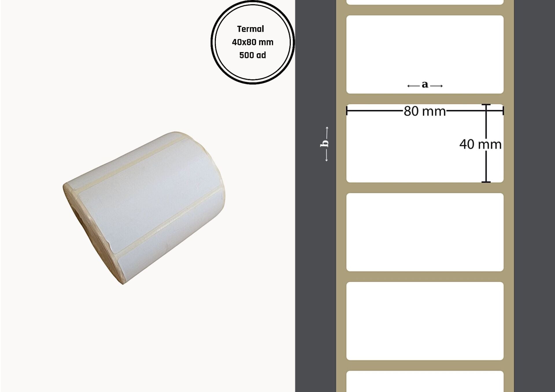 40X80 VELLUM YAPIŞKANLI Barkod ETİKET (500LÜ)  Isı ve Işıktan Etkilenmeyen Raf Etiketi Fiyat Etiketi
