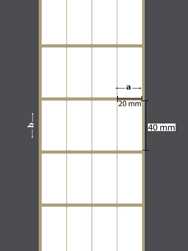 40X20 VELLUM YAPIŞKANLI Barkod ETİKET (5000Lİ) 4 SIRA Raf Etiketi Fiyat Etiketi