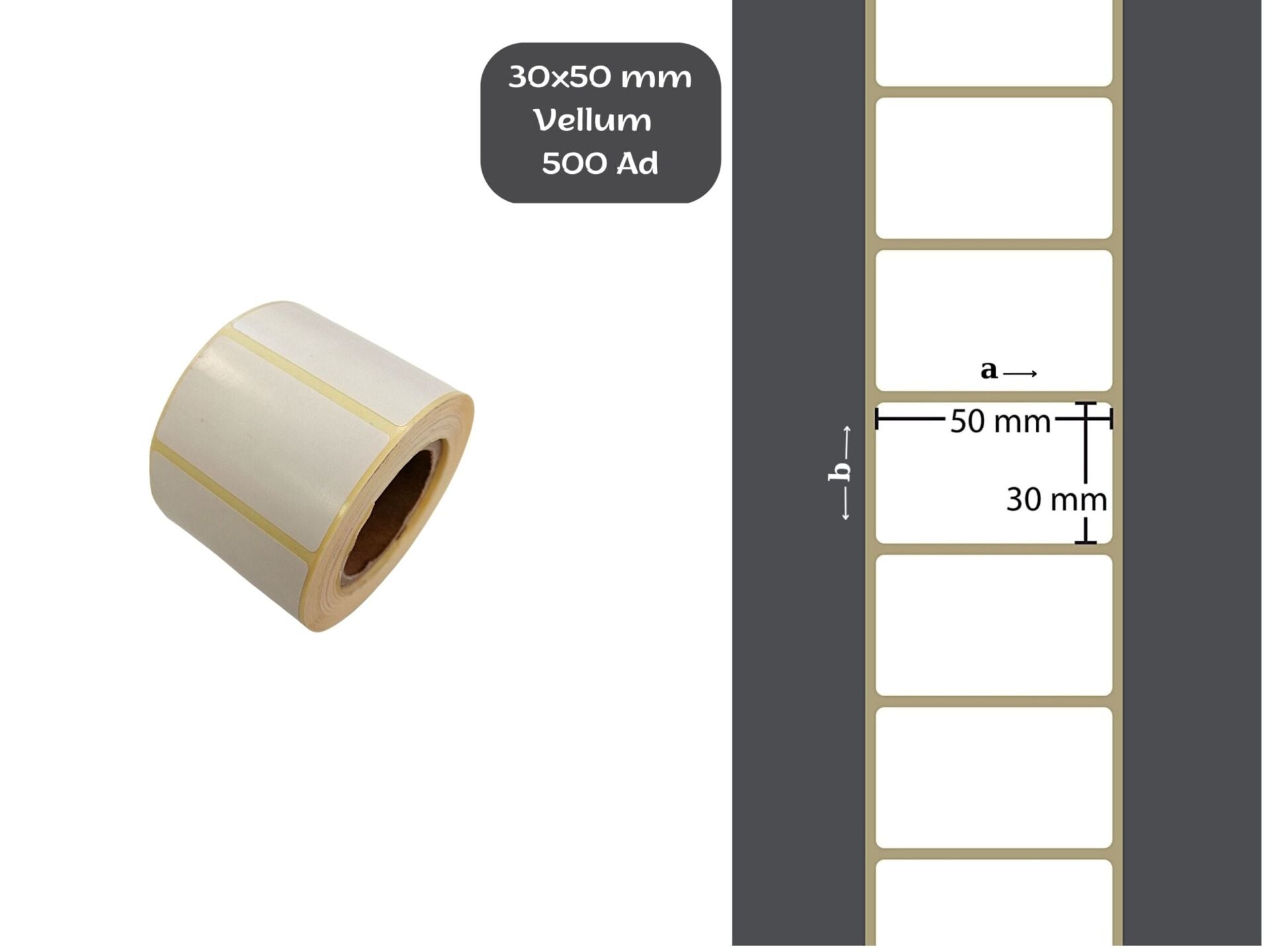 30X50 VELLUM YAPIŞKANLI Barkod ETİKET (500LÜ) Fiyat Etiketi Raf Etiketi