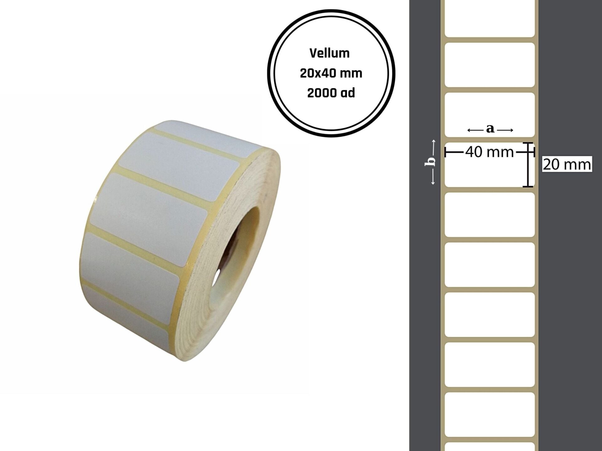 20X40 VELLUM YAPIŞKANLI ETİKET (2000Lİ) / Vellum Yapışkanlı Barkod Etiketi