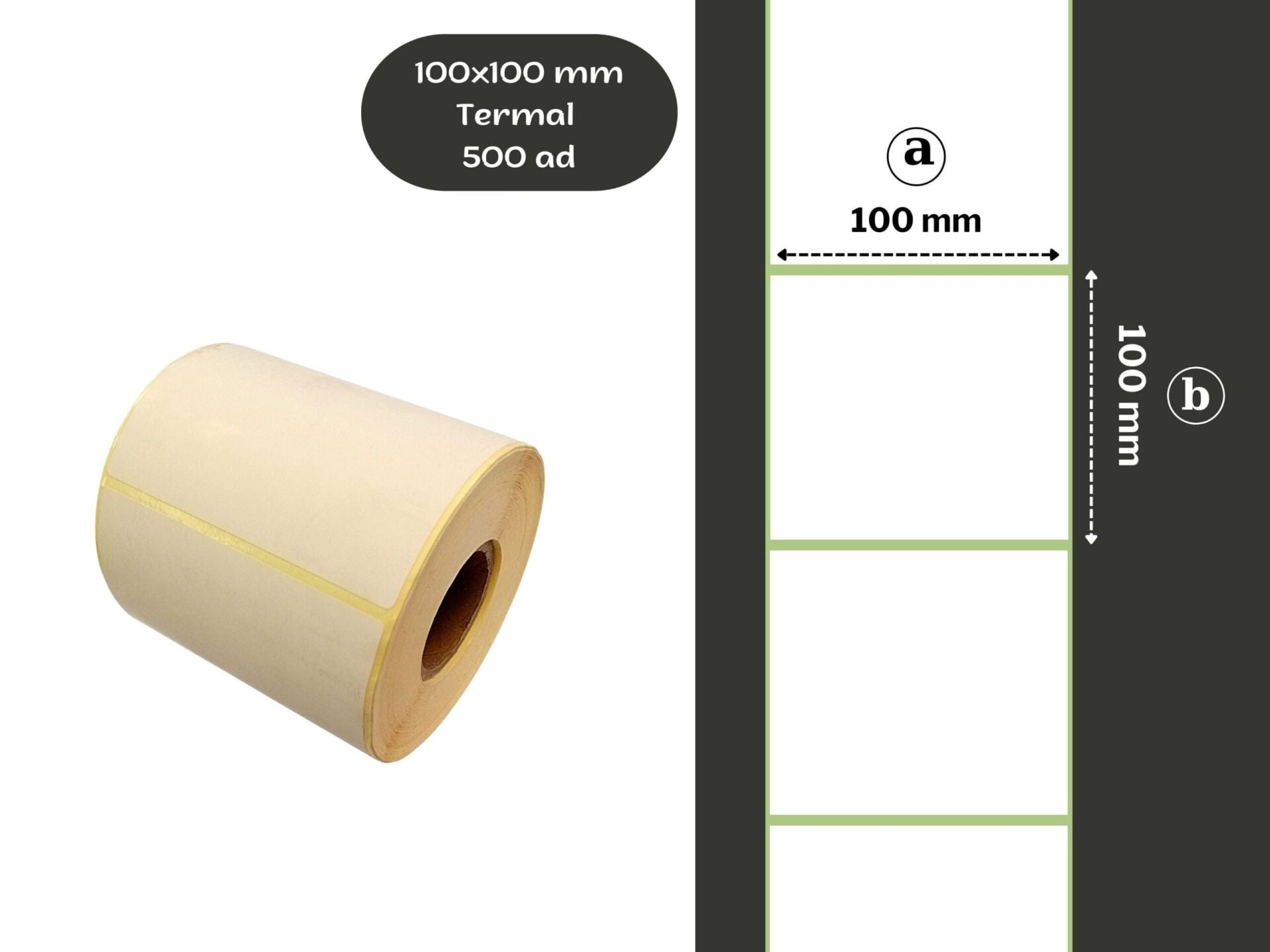100X100 TERMAL YAPIŞKANLI Barkod ETİKET (500LÜ) Raf Etiketi Fiyat Etiketi