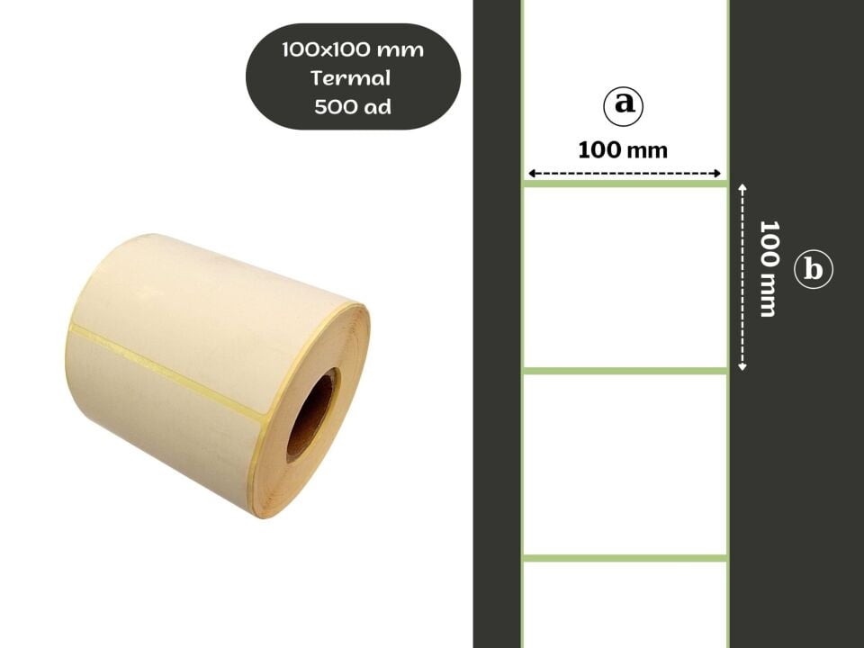 100X100 TERMAL YAPIŞKANLI Barkod ETİKET (500LÜ) Raf Etiketi Fiyat Etiketi