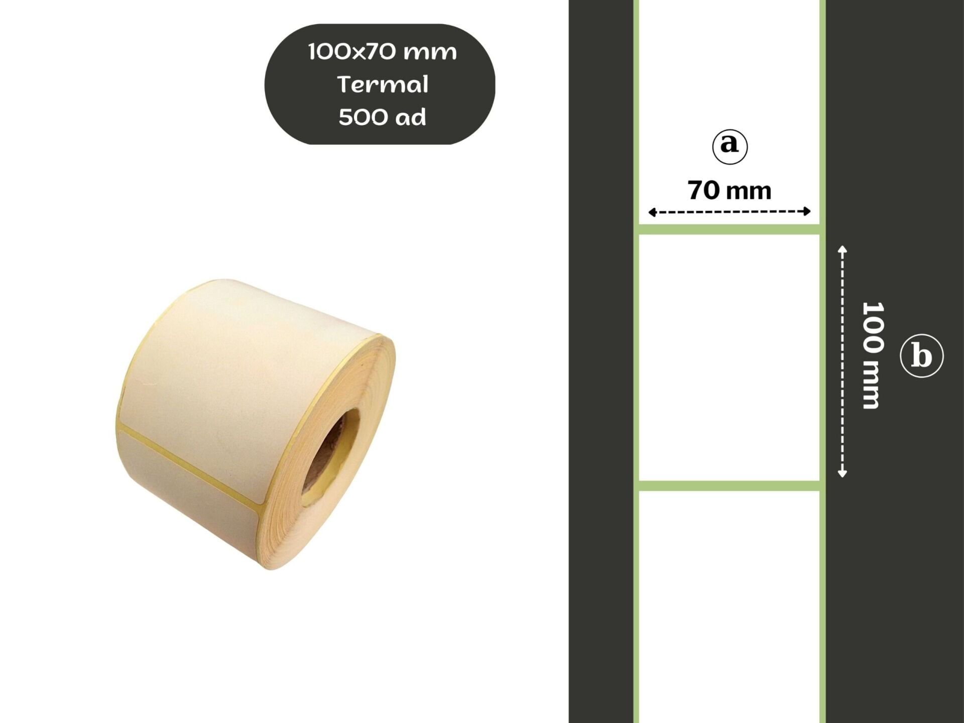 100X70 TERMAL YAPIŞKANLI ETİKET (500LÜ) / Termal Barkod Etiketi, Raf Etiketi