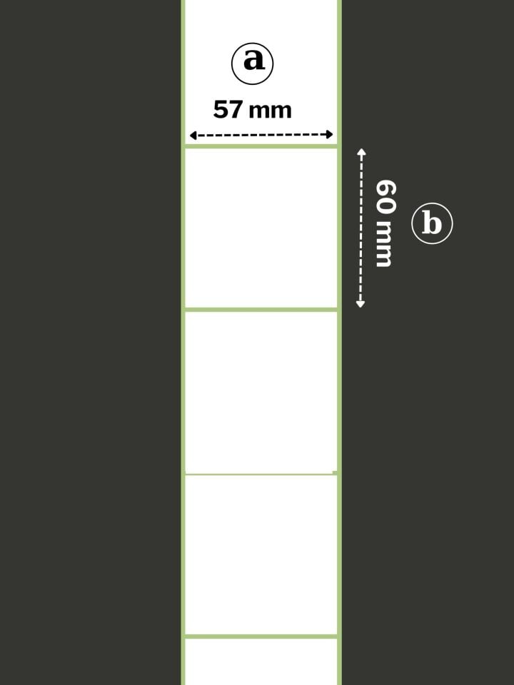 60X57 TERMAL YAPIŞKANLI Barkod ETİKET (500LÜ) Termal Rulo Raf Etiketi Fiyat Etiketi