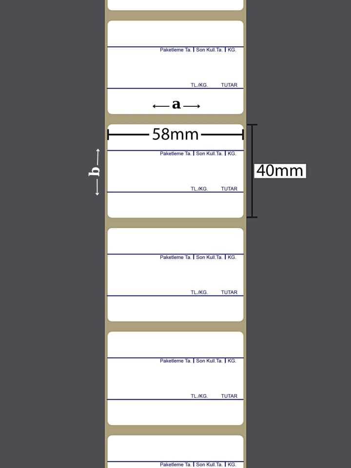 40X58 TERMAL YAPIŞKANLI Barkod ETİKET (500 LÜ) BASKILI Raf Etiketi Fiyat Etiketi