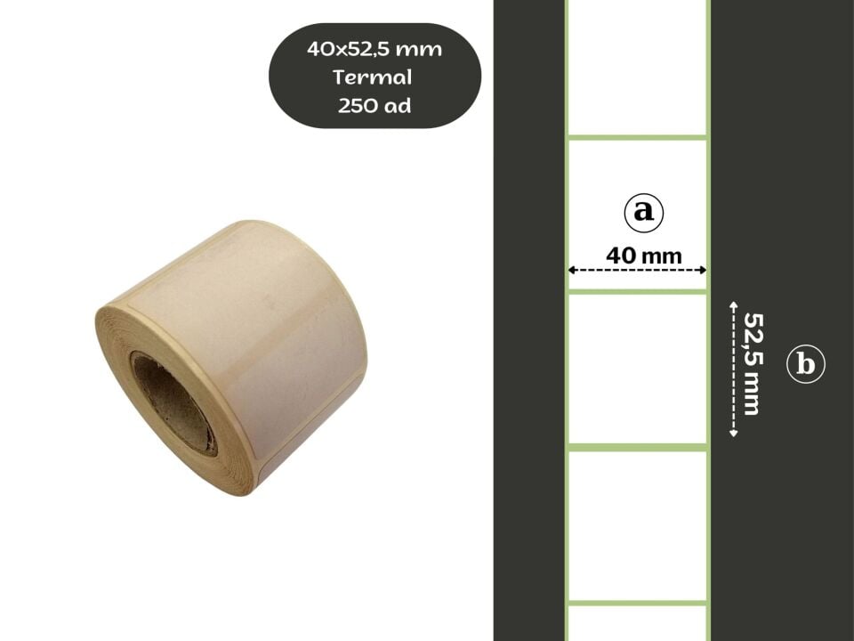 40X52.5 TERMAL YAPIŞKANLI Barkod ETİKET(250 Lİ) Raf Etiketi Fiyat Etiketi Termal Rulo