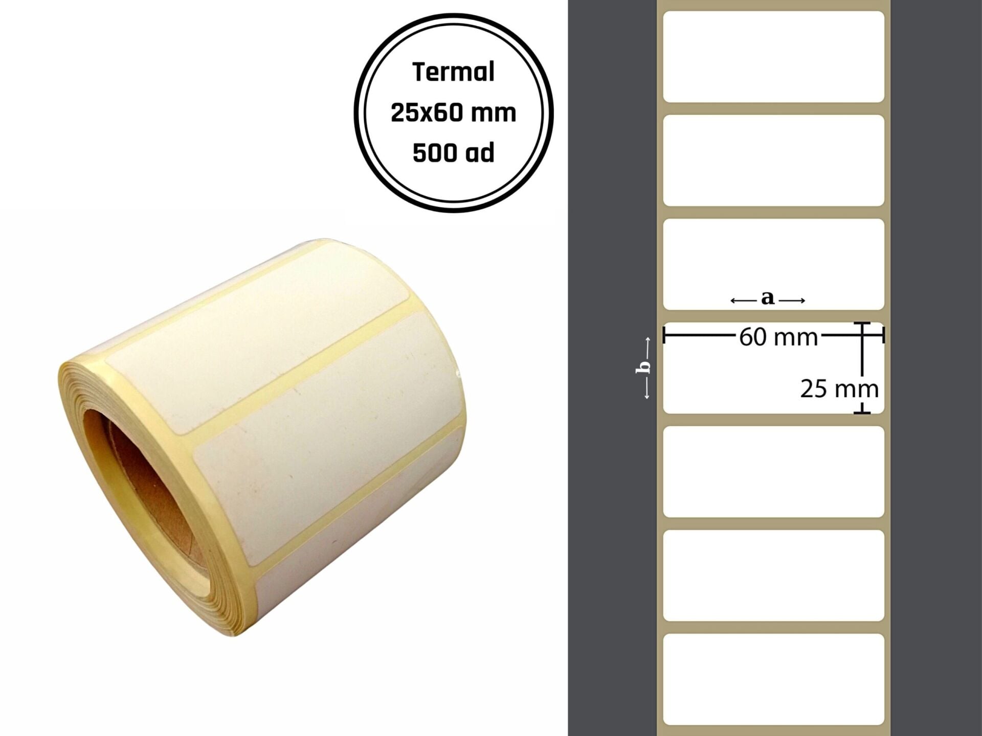 25X60 TERMAL YAPIŞKANLI Barkod ETİKET (1000 Adet) Fiyat Etiketi Raf Etiketi