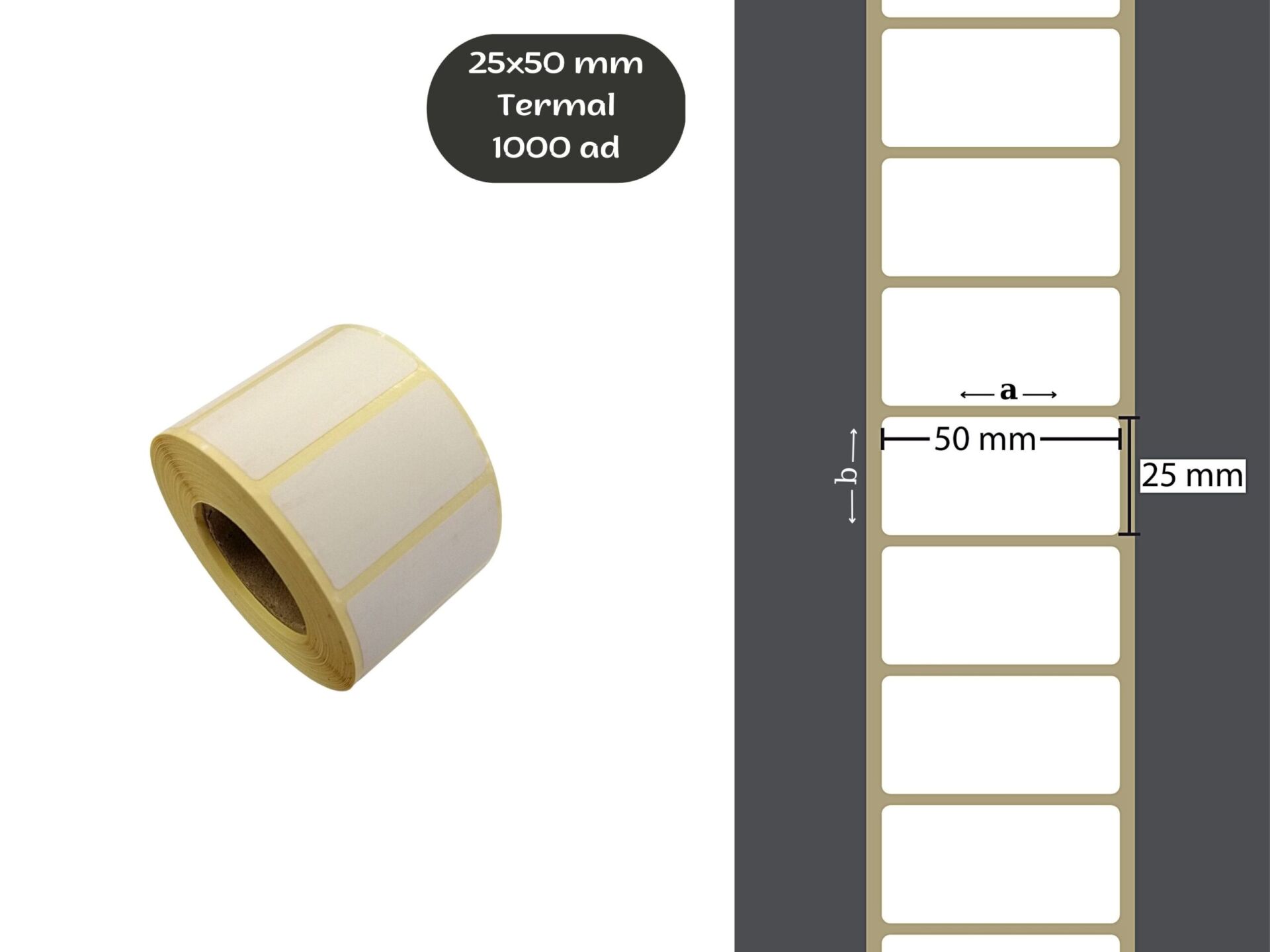 25X50 TERMAL YAPIŞKANLI Barkod ETİKET(1000 Lİ) Fiyat Etiketi Raf Etiketi