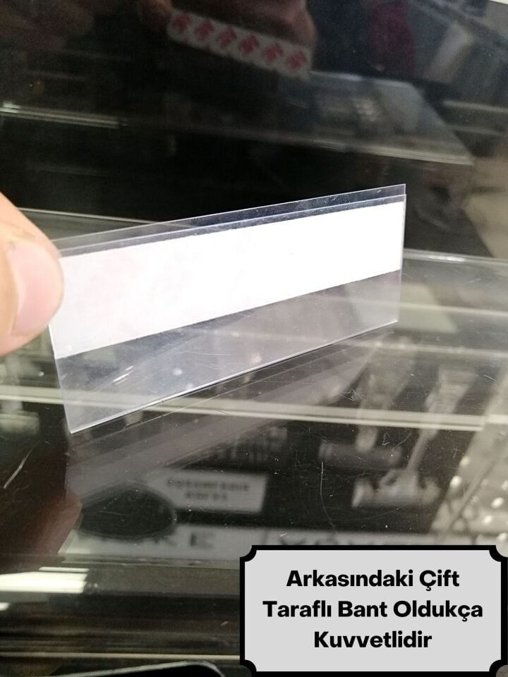 PVC YAPIŞKANLI ETİKETLİK 10 ADET  100X38MM pvc yapışkanlı etiketlik, yapışkanlı etiket tutucu, pvc etiket tutucu
