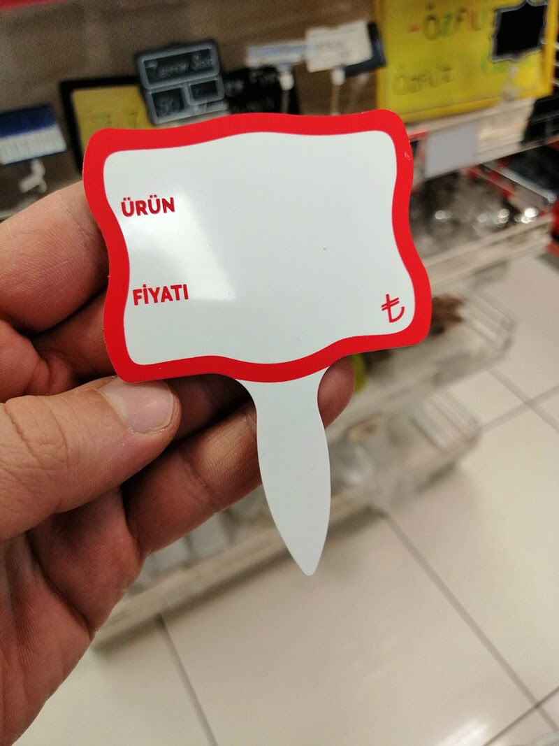 SAPLAMA ETİKETLİK PASTANE KIRMIZI ÇERÇEVELİ (10 ADET) saplamalı pastane etiketi, pastane için fiyat etiketi, pastane için fiyat etiketliği