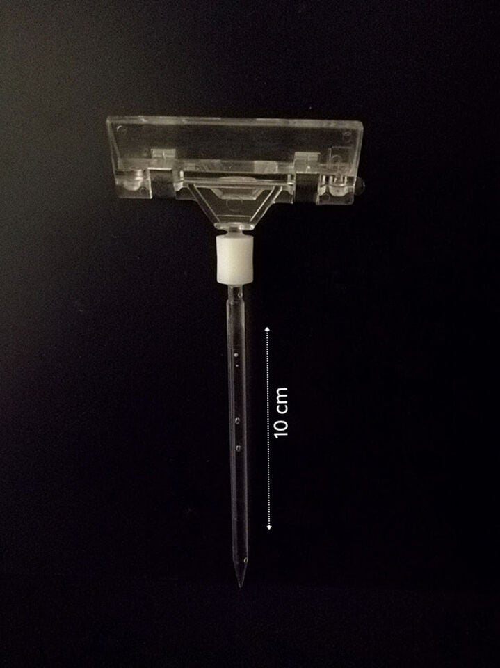 ŞEFFAF BÜYÜK MAŞA 100MM ÇUBUK SAPLAMA ETİKETLİK mandallı saplamalı etiket tutucu, mandallı saplamalı fiyat etiketliği