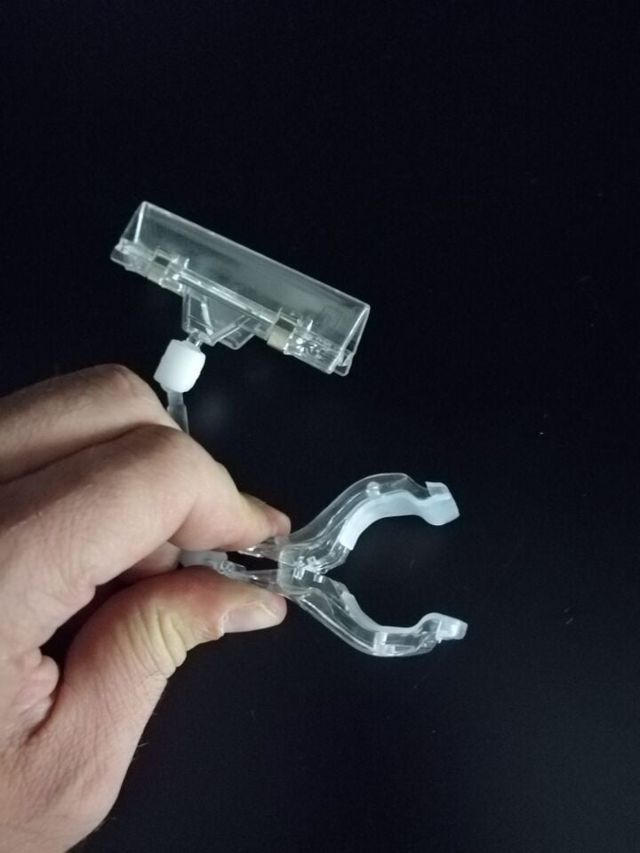 ŞEFFAF BÜYÜK MANDAL BÜYÜK MAŞA 50MM ÇUBUKLU ETİKETLİK mandallı fiyat etiketliği, mandallı etiketlik, mandallı etiket tutucu.